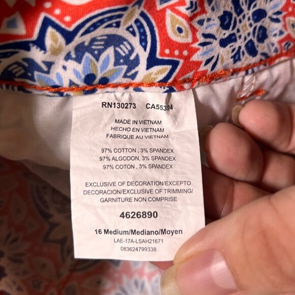 Lee Women 16 Medium Coral Blue Midrise‎ Fit Flat Front Stretch Chino Short (U) - Picture 6 of 7